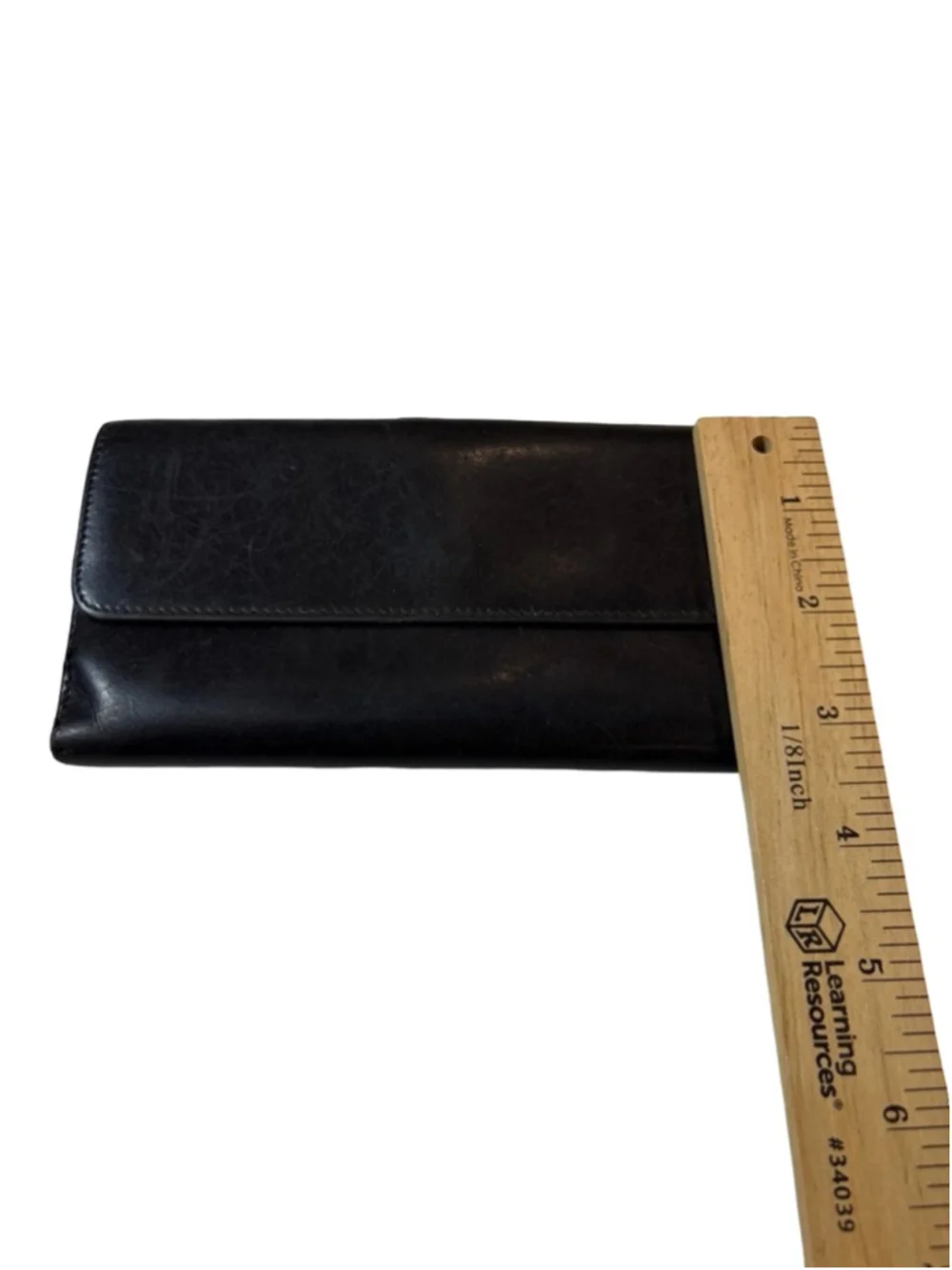 Gucci Black Leather Long Wallet Continental Snap Vintage Made in Italy flaw - Picture 3 of 15